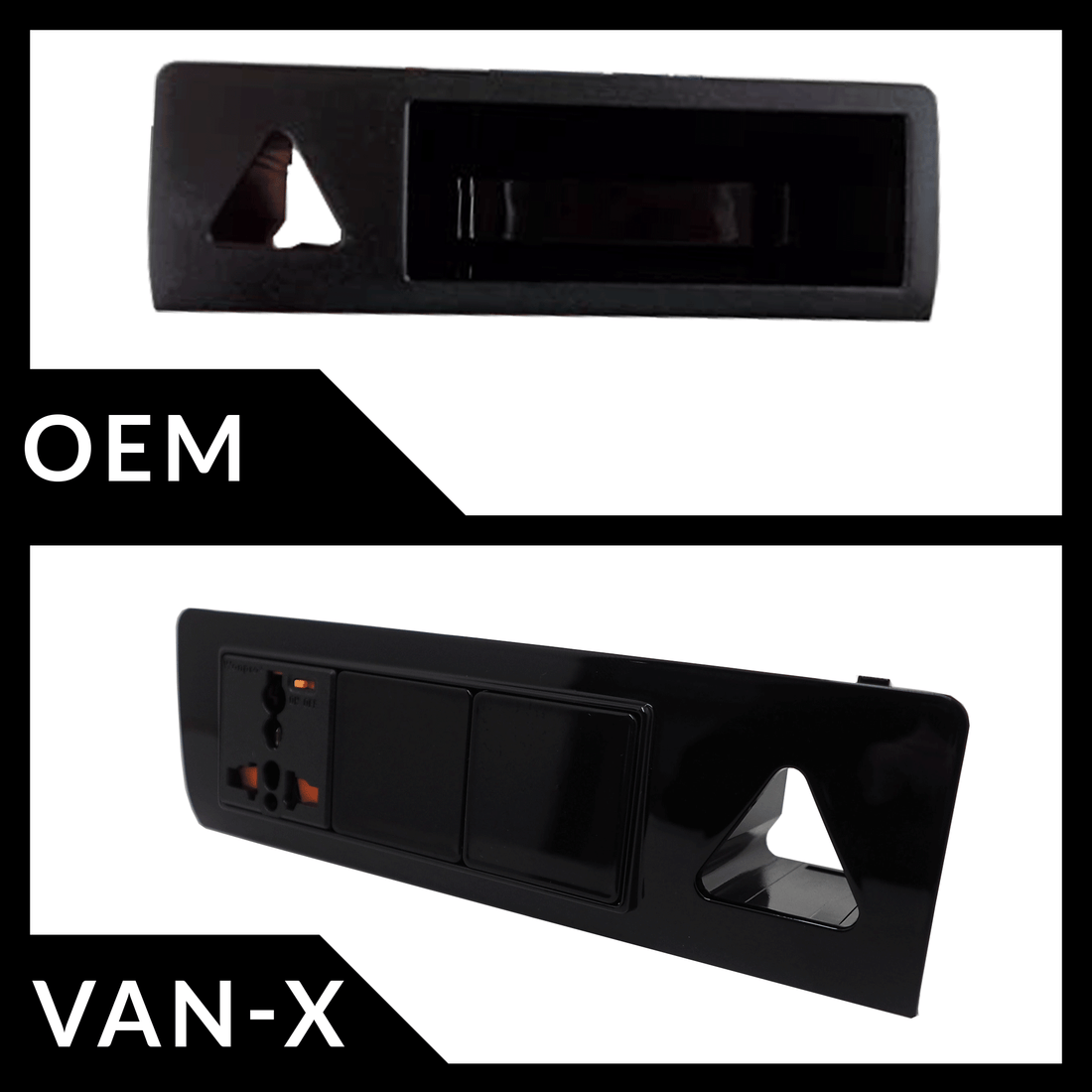 For VW T5 & T5.1 Transporter Gloss Black Hazard Warning Light Switch – Painted & Ready to Fit