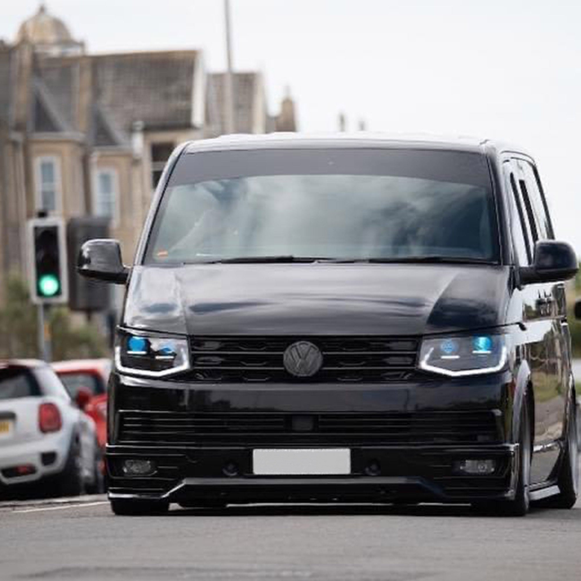 For VW T6 Front R-Line Badgeless Grille Gloss Black Upgrade Styling Kit - Van-X