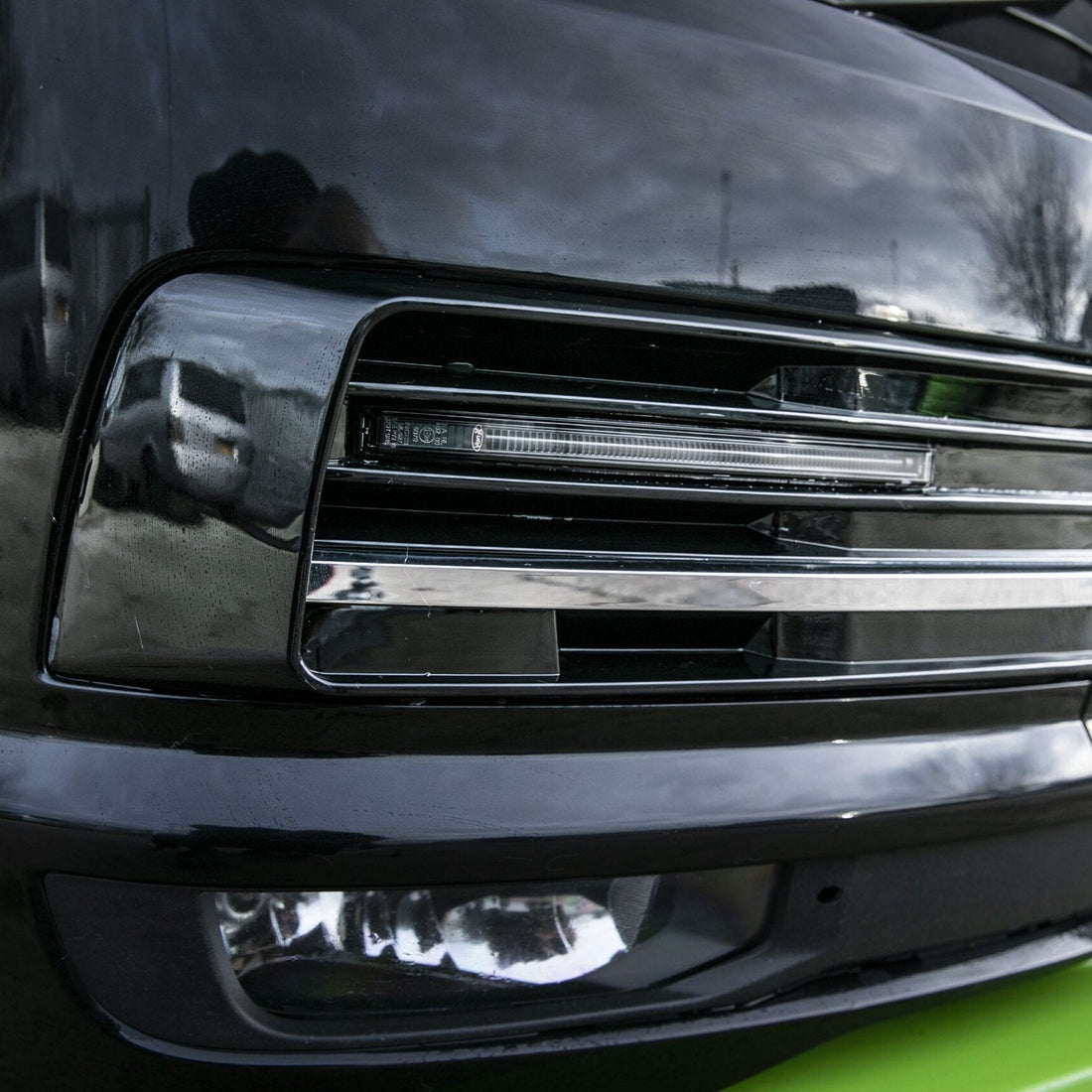For VW T6 Transporter DRL Light Bar Kit | Gloss Black for Highline & Sportline Bumpers | Van-X