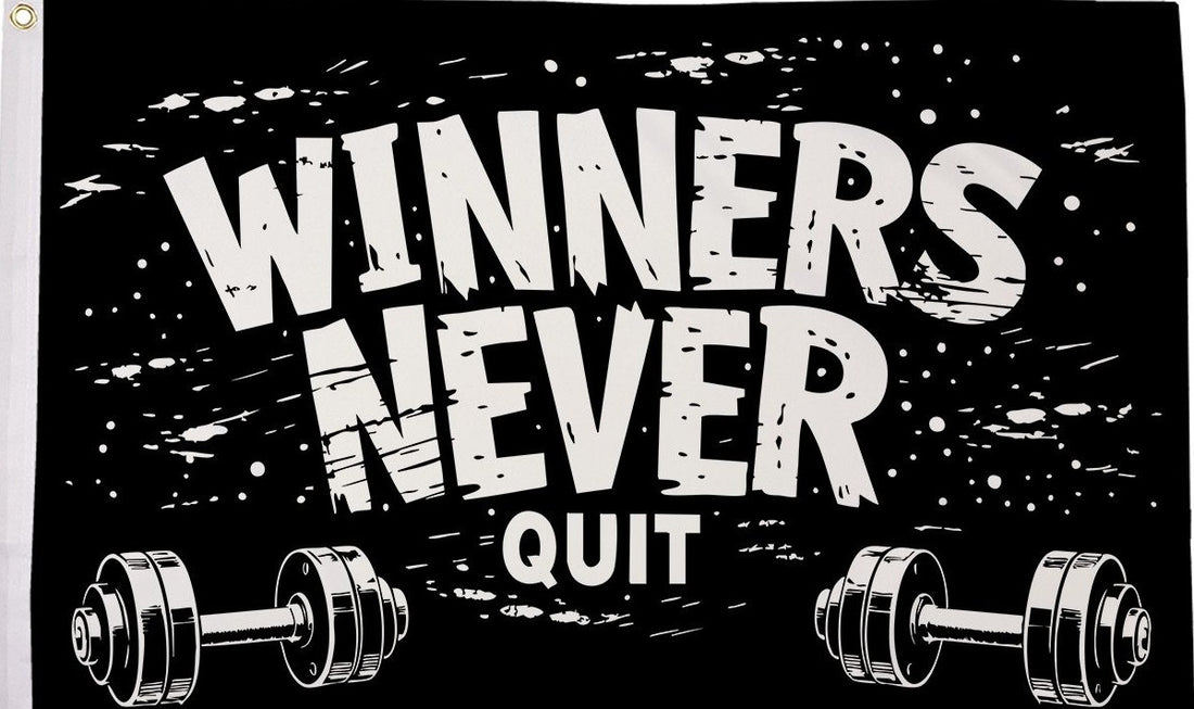 Winners never quit flag 5ft x 3ft with eyelets