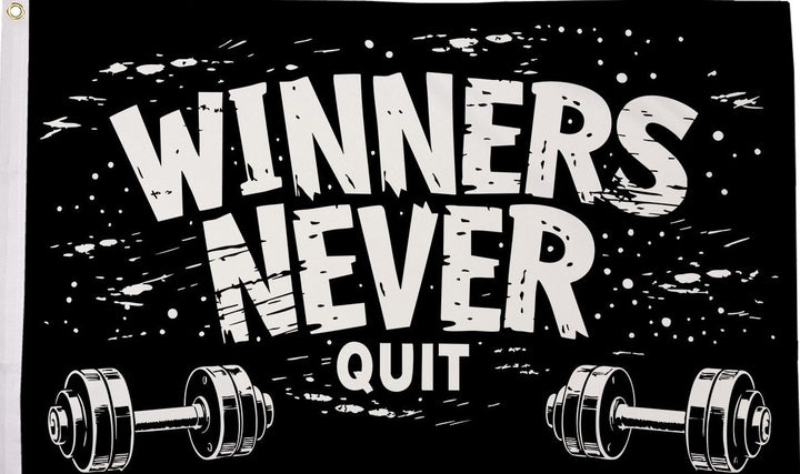 Winners never quit flag 5ft x 3ft with eyelets