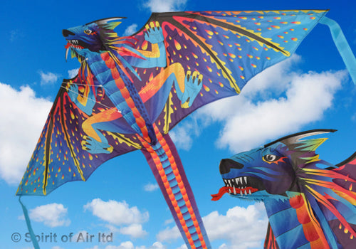 Fusion dragon single line kite in blue