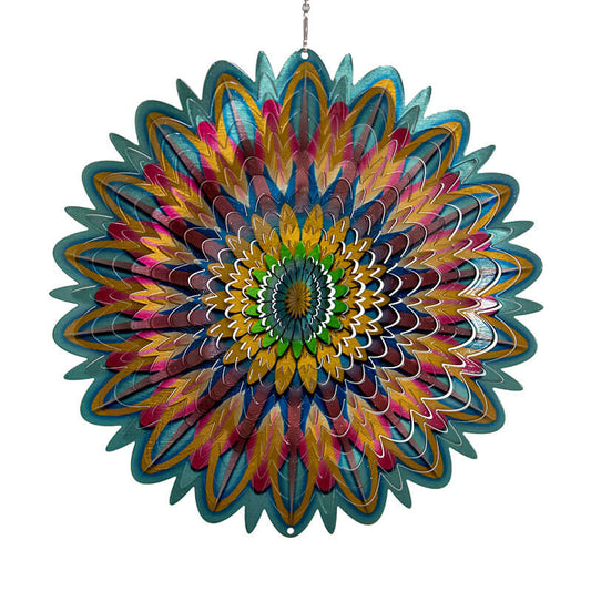 Mandala-Blumen-Gartenwindspiel aus Edelstahl, 30 cm