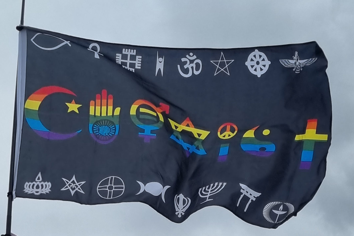 Coexist rainbow flag 5ft x 3ft with eyelets