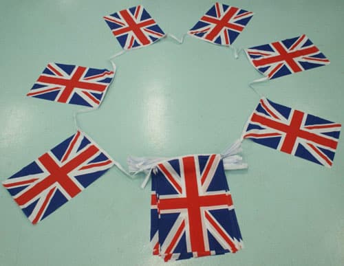 Union jack bunting 6m long  with 20 flags 6"x9"