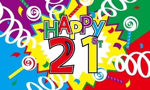 Happy 21st birthday flag 5ft x 3ft