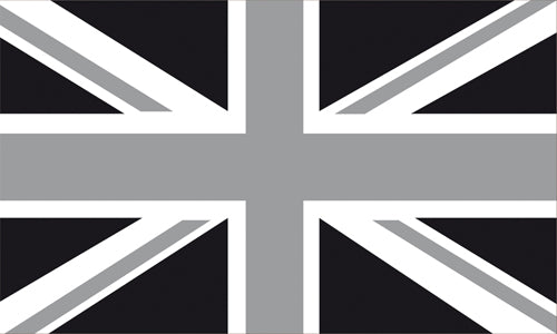 Drapeau Union Jack gris/noir/blanc 5 pi x 3 pi