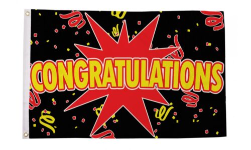 Congratulations flag 5ft x 3ft with eyelets