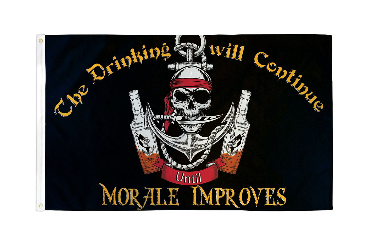 The drinking will continue until morale improves pirate flag 5ft x 3ft