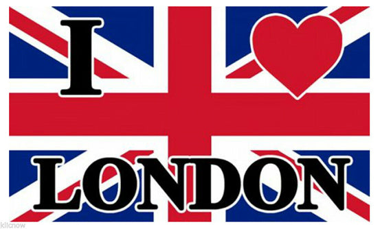 J'aime le drapeau de Londres 5 pieds x 3 pieds avec oeillets