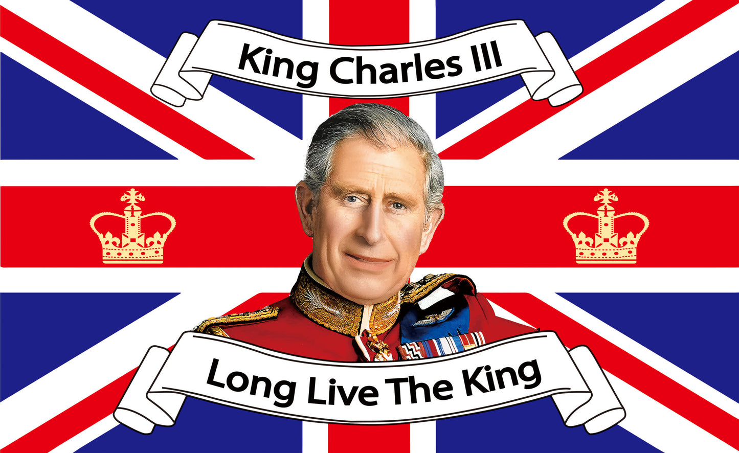 Roi Charles Vive le drapeau du couronnement du roi 5 pieds x 3 pieds avec oeillets