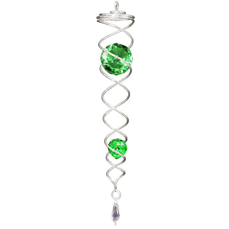 Großer 30 cm langer Kristallschwanz in Grün, ideal für die Verwendung mit einem Edelstahl-Windspiel