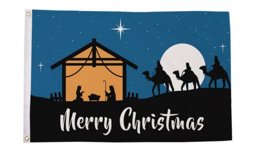 Merry Christmas nativity flag 5ft x 3ft with eyelets