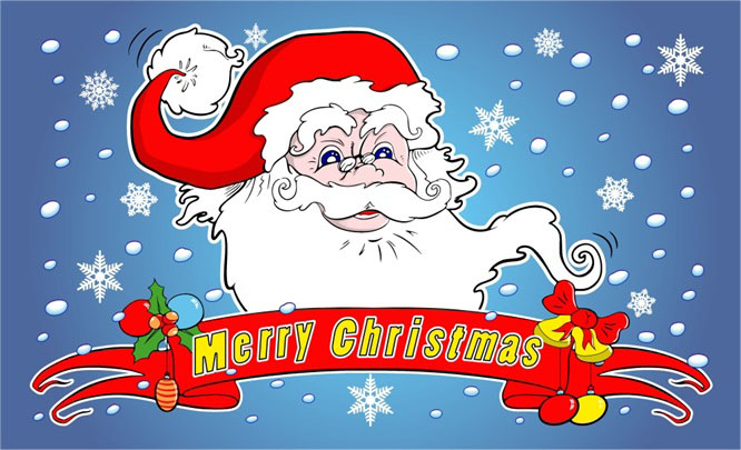 Christmas Santa blue flag 5ft x 3ft with eyelets
