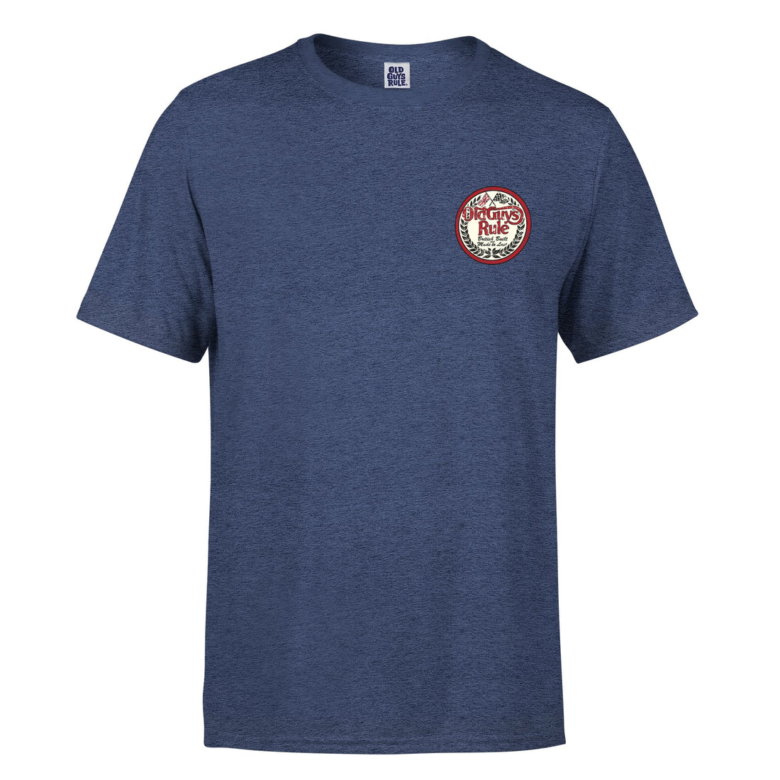 Old Guys Rule British built tee shirt tweed grey