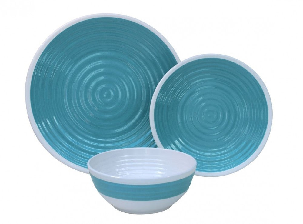 Premium 12 piece melamime plate and bowl set pastel blue