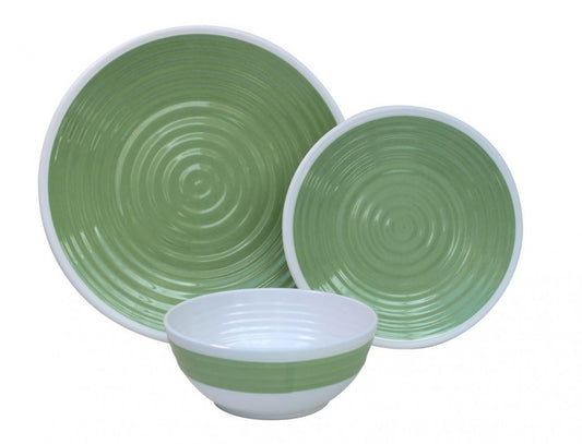 Premium 12 piece melamime plate and bowl set pastel lime
