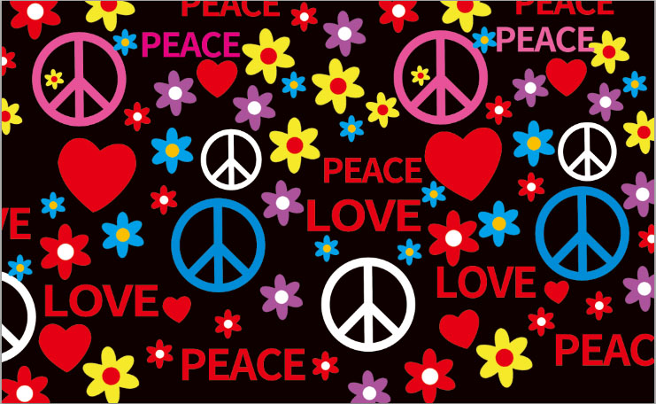 Peace and love flag 5ft x 3ft with eyelets