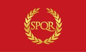 Drapeau SPQR de l'empire romain 1,50 x 0,90 m avec oeillets