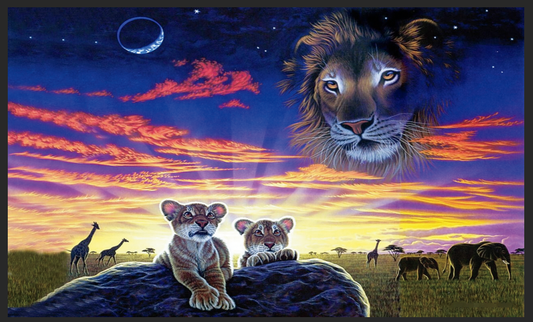 Drapeau lion safari lever du soleil 5 pieds x 3 pieds avec œillets