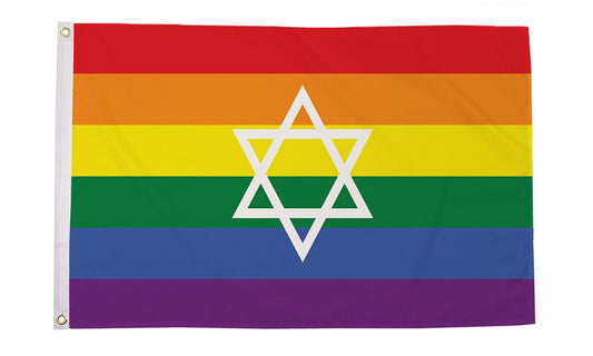 Star of David rainbow flag 5ft x 3ft with eyelets