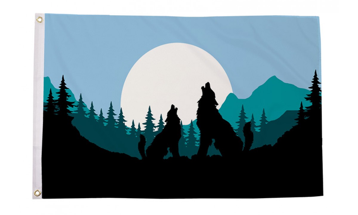 Wolf silhouette flag 5ft x 3ft with eyelets
