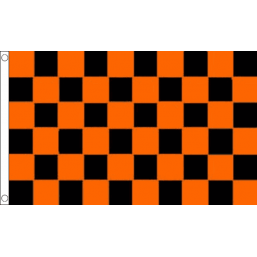 Karierte Karoflagge schwarz/orange 5 Fuß x 3 Fuß