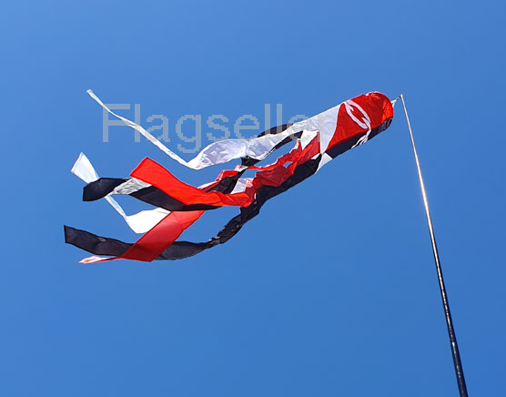 Schwarzer Windsack mit Landesflaggenrohr, 60 Zoll, für Teleskop-Fahnenmast, Festival, Camping und Garten