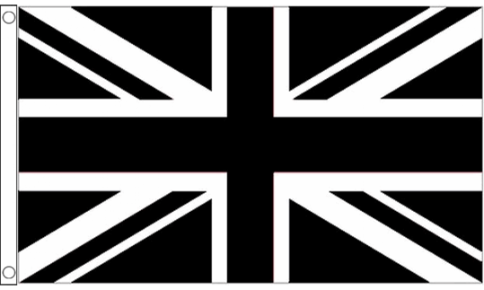 Union Jack – Schwarz/Weiß, 91 x 61 cm, mit Ösen