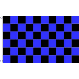 Chequered check flag black/blue 5ft x 3ft