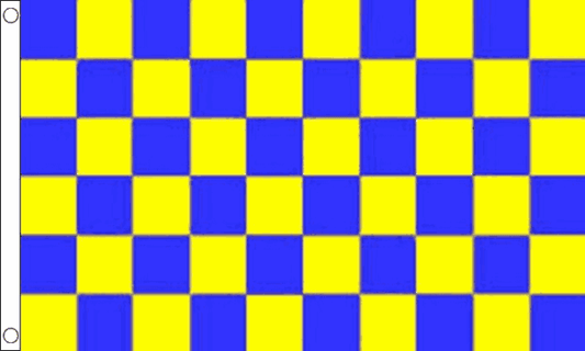 Chequered check flag blue/yellow 5ft x 3ft