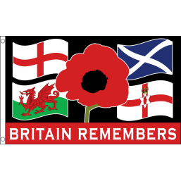 Großbritannien erinnert sich an den Mohnblumentag mit vier Landesflaggen im Format 5 x 3 Fuß