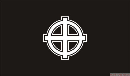 Flagge mit keltischem Kreuz, schwarz, 152 x 91 cm, mit Ösen