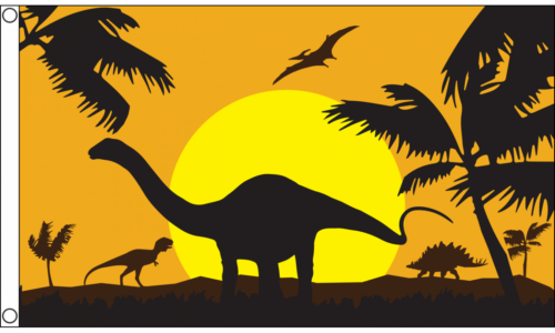 Drapeau silhouette de dinosaure 5 pieds x 3 pieds