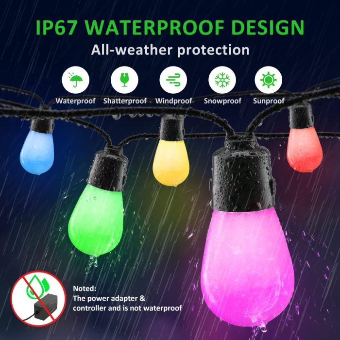 Garden campsite multi-function and multi-colour festoon lights 12v&240v