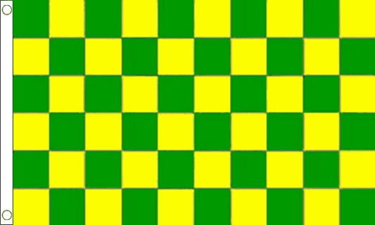 Chequered check flag green yellow 5ft x 3ft