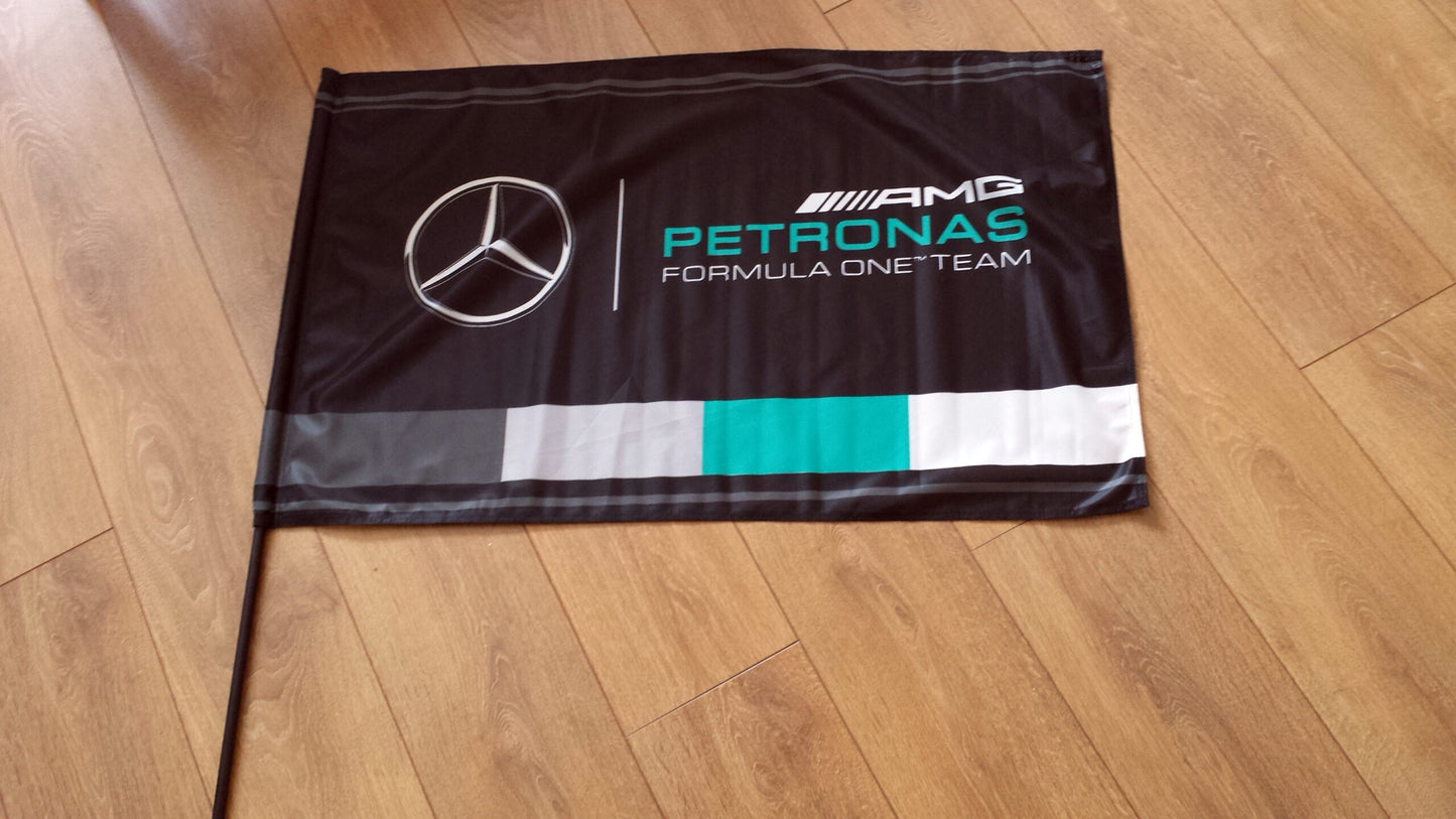 Mercedes Petronas 2015 formula 1 race team genuine flag 3ft x 2ft with stick
