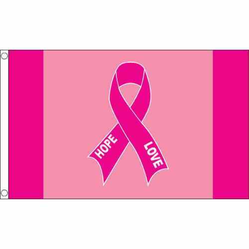 Drapeau de sensibilisation au cancer du ruban rose 5 pieds x 3 pieds