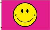Pink smiley face flag 5ft x 3ft