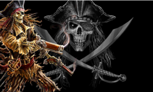 Pirat mit Pistole, digital bedruckte Flagge, 152 x 91 cm, hochwertig