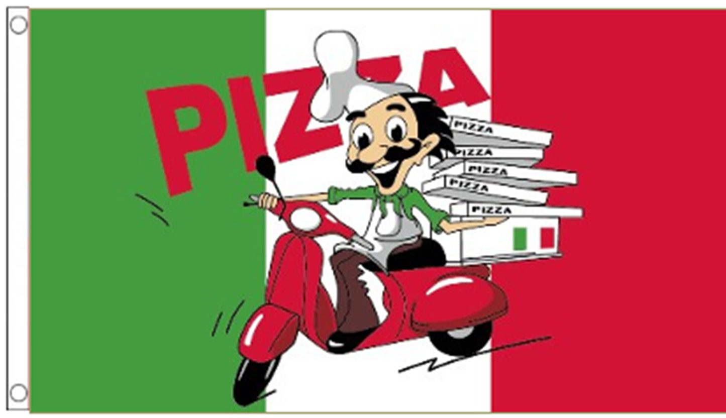 Pizza delivery flag 5ft x 3ft suitable for caterer festival stall food takeaway