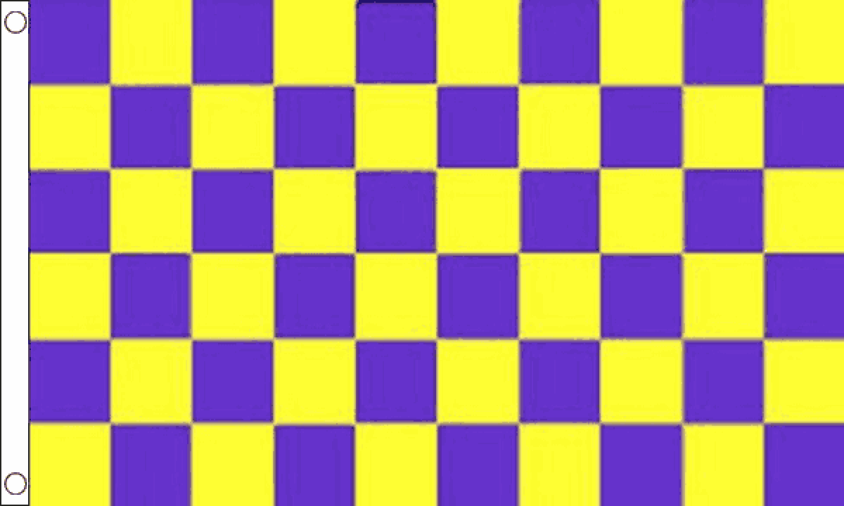 Chequered check flag purple yellow 5ft x 3ft