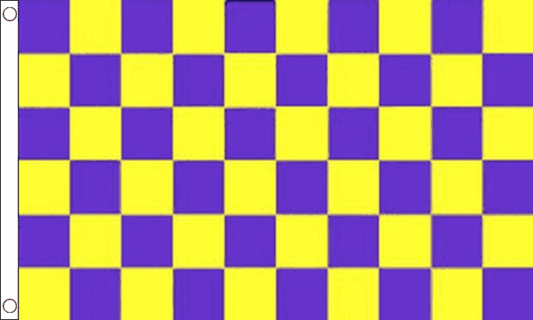 Karierte Flagge, violett, gelb, 152 x 91 cm