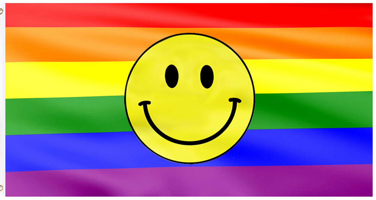 Rainbow smile flag 5ft x 3ft – Flagseller