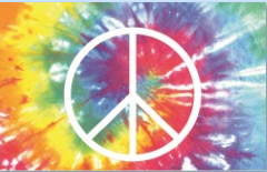 Tie Dye peace flag 5ft x 3ft with eyelets