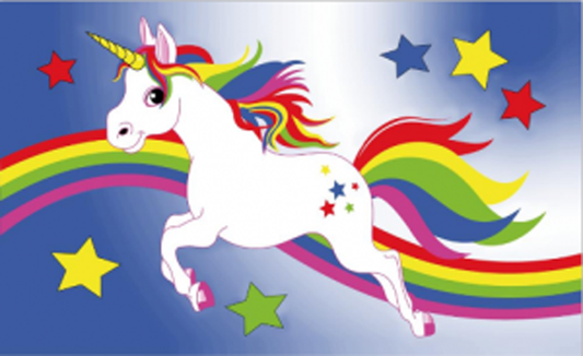 Unicorn rainbow blue flag 5ft x 3ft high quality with eyelets