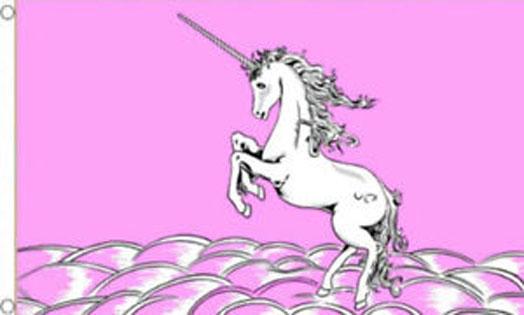 Einhornflagge 5 Fuß x 3 Fuß in Rosa mit Ösen