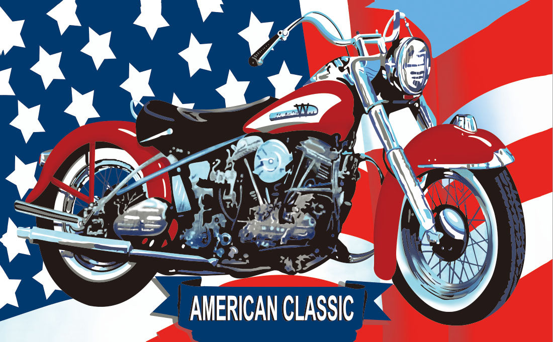 USA motorcycle flag 5ft x 3ft with eyelets